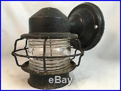 Vtg Nautical Porch Sconce Wall Light Fixture Industrial Outdoor 1940s Cage Tudor