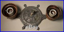 Vtg Nautical Ship Wheel Flush Ceiling Fixture Light Cast Anchor Rewired USA #B52
