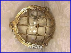 Vtg Pair of Brass Wall Mount Nautical Lights Dae Yang Cases & Glass Intact
