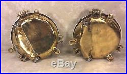 Vtg Pair of Brass Wall Mount Nautical Lights Dae Yang Cases & Glass Intact