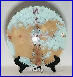 Vtg Rare/HTF Nautical World Map & Compass Glass Ceiling Light Fixture/Shade