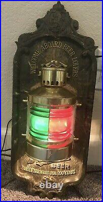 Vtg Stroh's Beer Lighted Red Green Lantern Welcome Aboard Beer Lovers Nautical