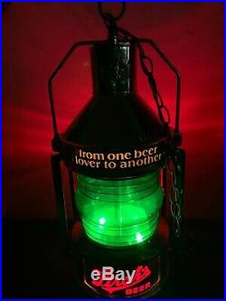 Vtg Strohs Revolving Nautical Lantern Motorized Tavern Pub Bar Beer Light Sign