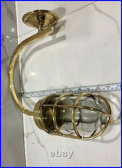 Wall Mount Bulkhead Nautical Vintage Style Brass Arm New Light With Shade 1 Pcs