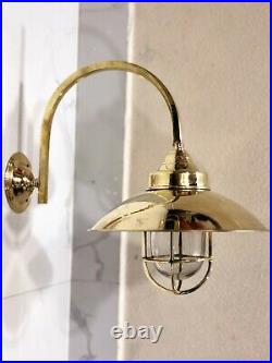 Wall Mount Bulkhead Nautical Vintage Style Brass Arm New Light With Shade 4 Pcs