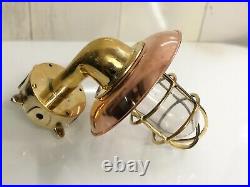 Wall Mount Vintage Brass Nautical Swan Light with Copper Shade & Junction Box