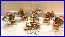 Wall Mount Vintage Brass Nautical Swan Light with Copper Shade & Junction Box