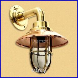 Wall Sconces Nautical Marine Brass Vintage Sconce Light with Copper Shade 2 Pcs