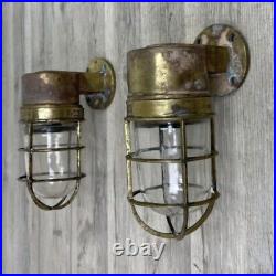 Weathered Daeyang Brass Dock Light Set of Two