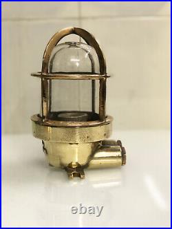 Wiska Original Vintage Reclaimed Marine Brass Antique Bulkhead Ceiling Light