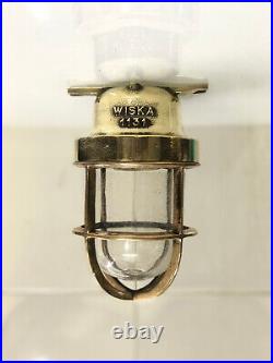 Wiska Original Vintage Reclaimed Marine Brass Antique Bulkhead Ceiling Light