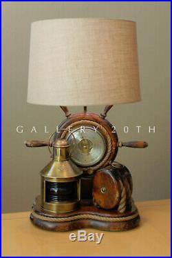 Wow! Iconic MID Century Nautical Lamp With Barometer! Sea Ship Vtg 2 Light