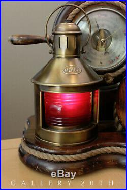 Wow! Iconic MID Century Nautical Lamp With Barometer! Sea Ship Vtg 2 Light